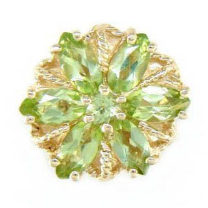 A3002 14K SLIDE WITH MARQUISE PERIDOT IN A FLOWER DESIGN 